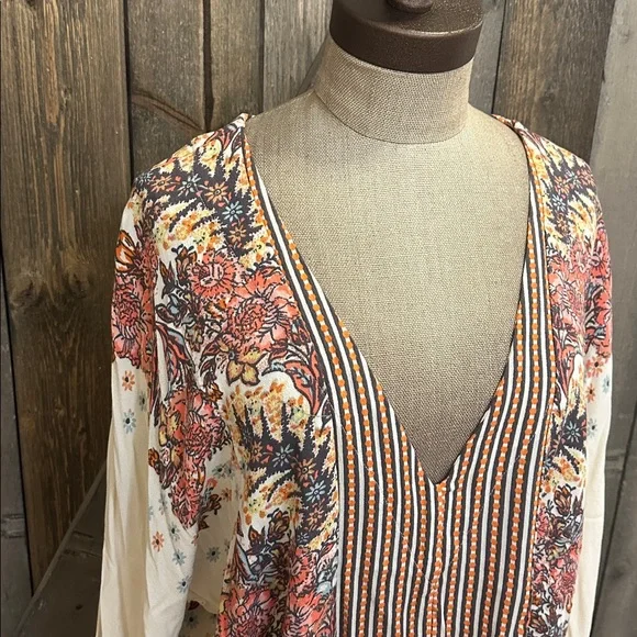 Free People Mix and Match Blouse Tea Combo Crop Boho Festival Top Long Sleeve - Picture 3 of 10